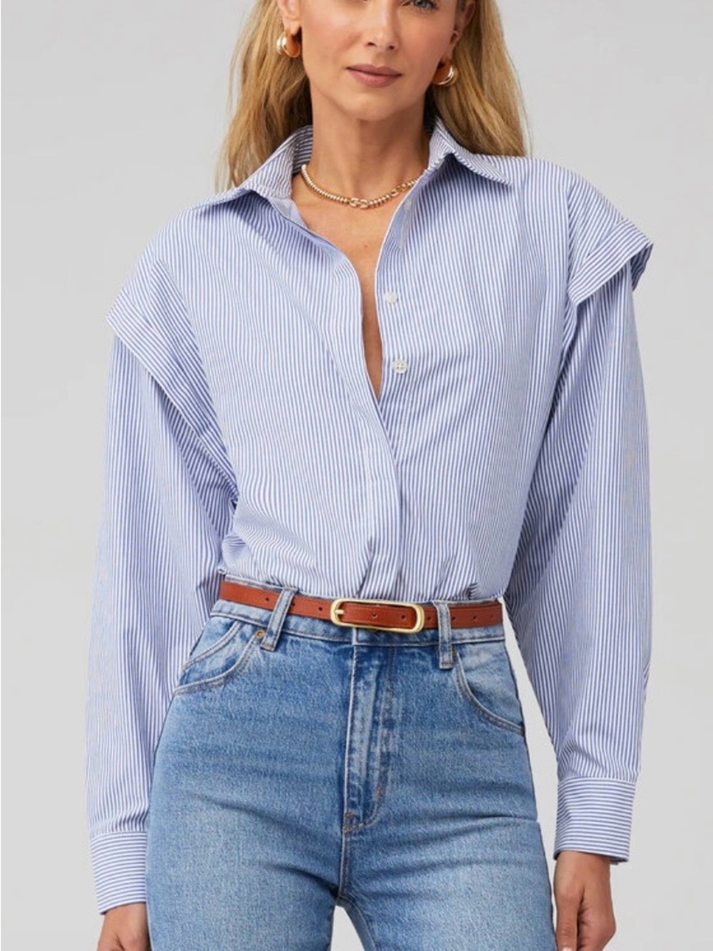 NONchalant Blue & White Pinstripe Button-Down Shirt
